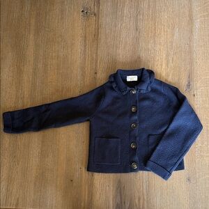 Kids Navy Blue Button-Front Jacket